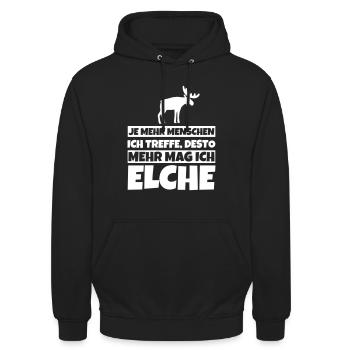 Elch Geschenke lustiger Spruch Elche - Unisex Hoodie - Schwarz - Vorne - Alina (178cm) & Michal (187cm)