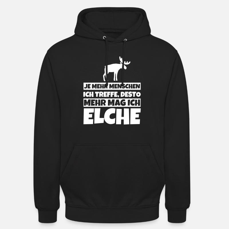 Elch Geschenke lustiger Spruch Elche - Unisex Hoodie - Schwarz