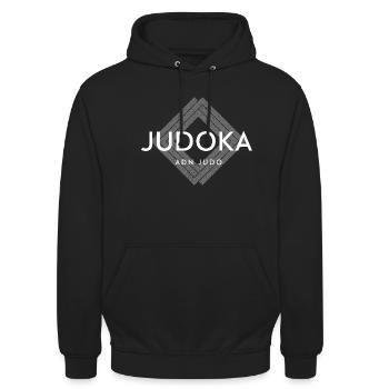 Judoka Logo Judo - Unisex Hoodie - black - Front - Alina (178cm) & Michal (187cm)