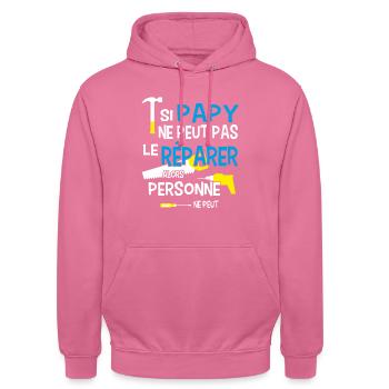 Papy bricoleur bricolage - Sweat-shirt à capuche unisexe - rose - Devant - Alina (178cm) & Michal (187cm)