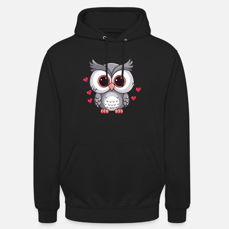 Verliebte Eule mit Herzchen - Unisex Hoodie - Schwarz