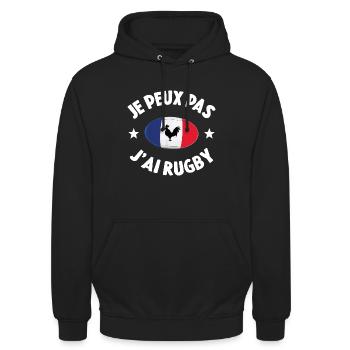 Je Peux Pas J'ai Rugby - Sweat-shirt à capuche unisexe - noir - Devant - Alina (178cm) & Michal (187cm)