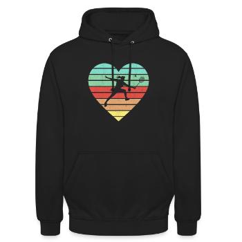Badminton Vintage Heart Badminton Retro Women - Unisex Hoodie - black - Front - Alina (178cm) & Michal (187cm)