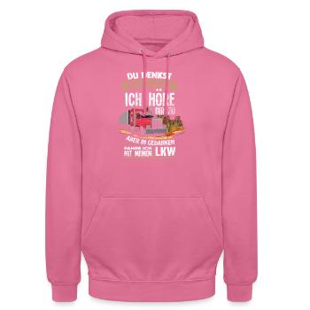 chauffeur routier - Sweat-shirt à capuche unisexe - rose - Devant - Alina (178cm) & Michal (187cm)