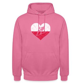 Polen Polska Skispringen Herz Flagge Vintage - Unisex Hoodie - Pink - Vorne - Alina (178cm) & Michal (187cm)