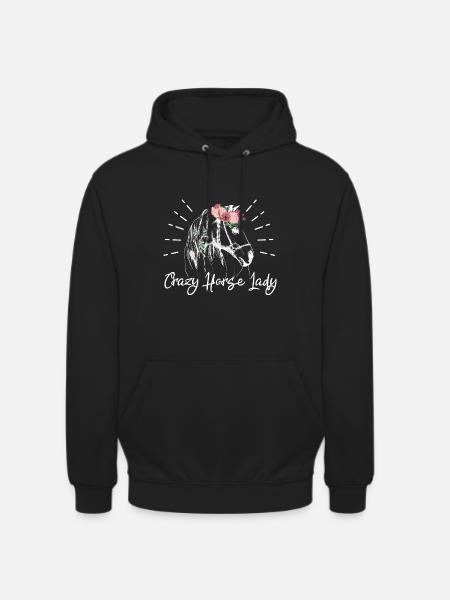 Dame folle et chevaux - Sweat-shirt à capuche unisexe - noir