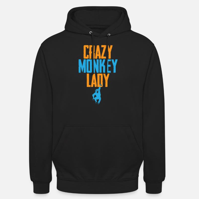 Crazy Monkey Lady - Felpa con cappuccio unisex - nero