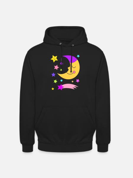 Moon, stars and shooting star - Unisex Hoodie - black
