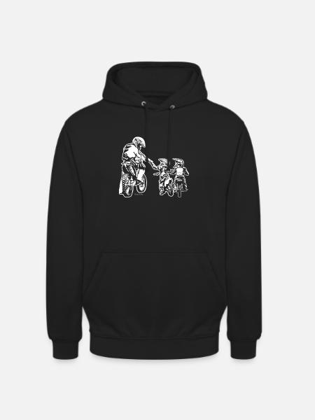 Biker Dad and Two Kids - Unisex Hoodie - black