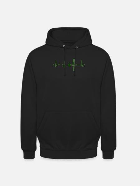 Aircraft ECG heartbeat - Unisex Hoodie - black