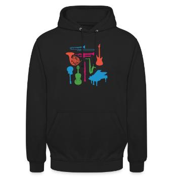 Musikinstrumente - Unisex Hoodie - Schwarz - Vorne - Alina (178cm) & Michal (187cm)