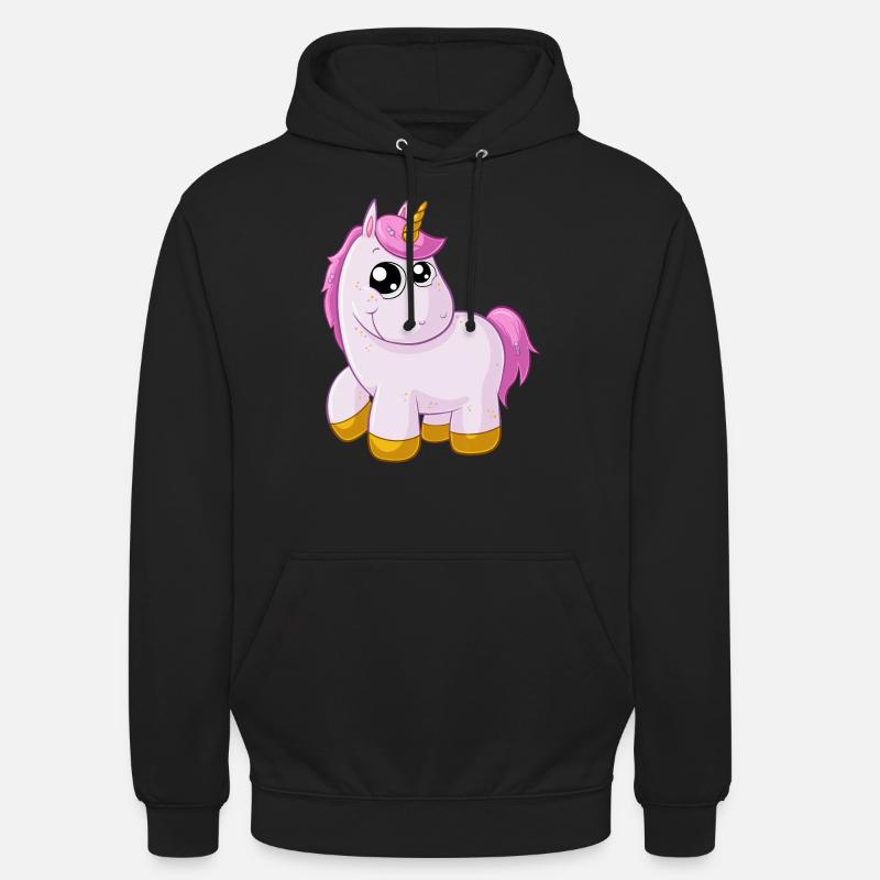 Pinkes Comic Einhorn - Unisex Hoodie - Schwarz