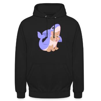 Süße Katze im Hai Kostüm Shirt Geschenk Katzen - Unisex Hoodie - Schwarz - Vorne - Alina (178cm) & Michal (187cm)