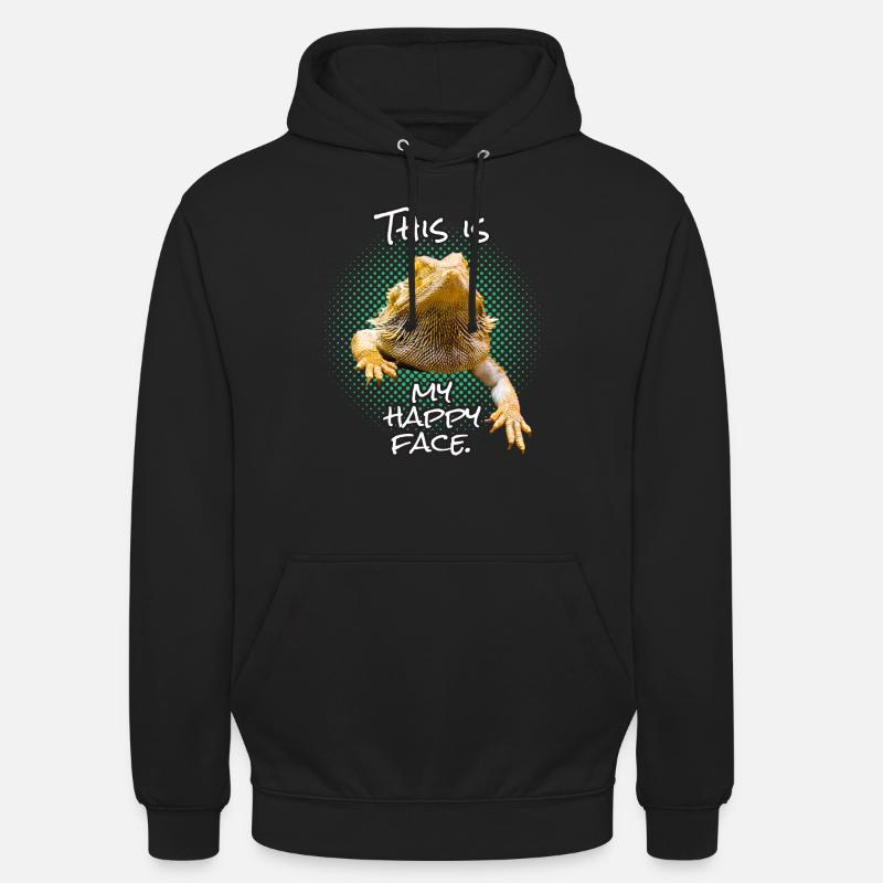 Happy Face Bearded Dragon Bartagame Echse Geschenk - Unisex Hoodie - Schwarz