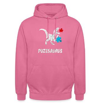 Puzzles dinosaures pièces puzzle Cadeaux - Sweat-shirt à capuche unisexe - rose - Devant - Alina (178cm) & Michal (187cm)
