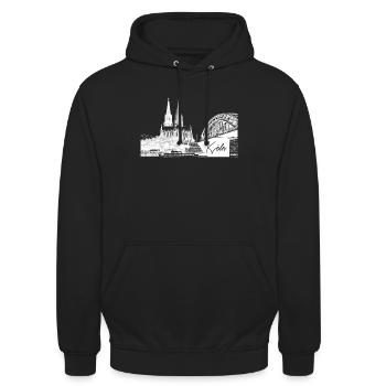 Kölner Dom - Unisex Hoodie - Schwarz - Vorne - Alina (178cm) & Michal (187cm)