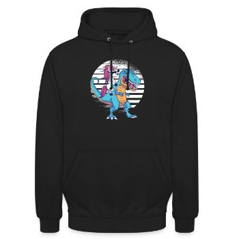 Einhorn Dinosaurier Dino T-Rex Geschenk - Unisex Hoodie - Schwarz - Vorne - Alina (178cm) & Michal (187cm)