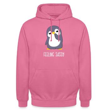 Pinguin – Pinguine – Pinguinfan – Frechdachs - Unisex Hoodie - Pink - Vorne - Alina (178cm) & Michal (187cm)