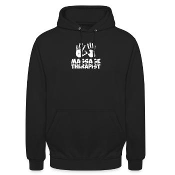 Massage Therapeut - Unisex Hoodie - Schwarz - Vorne - Alina (178cm) & Michal (187cm)