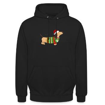 Weihnachten Dackel Dachshund Geschenkidee - Unisex Hoodie - Schwarz - Vorne - Alina (178cm) & Michal (187cm)