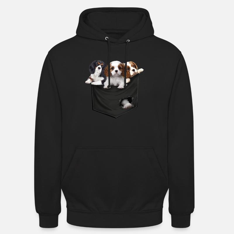 Cavalier King Charles Spaniel Pocket Mid Classic - Unisex Hoodie - black