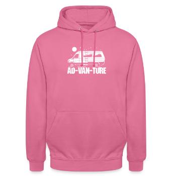 Camper Bus Ad-Van-Ture Camping Van - Unisex Hoodie - Pink - Vorne - Alina (178cm) & Michal (187cm)