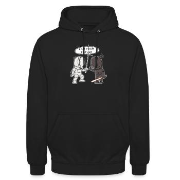 Fechten Fechter Vater Degen Schwert Florett Säbel - Unisex Hoodie - Schwarz - Vorne - Alina (178cm) & Michal (187cm)