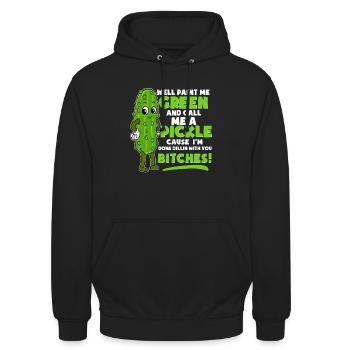 Funny Call Me Cucumber Gherkin Gürkchen joke - Unisex Hoodie - black - Front - Alina (178cm) & Michal (187cm)