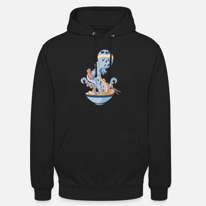 Krake, die Ramen isst - Unisex Hoodie - Schwarz
