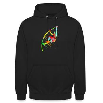 Stabhochsprung Leichtathletik Stabspringer - Unisex Hoodie - Schwarz - Vorne - Alina (178cm) & Michal (187cm)