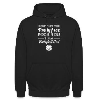 Don't Let The Pretty Face Fool You-Volleyball - Unisex Hoodie - Schwarz - Vorne - Alina (178cm) & Michal (187cm)