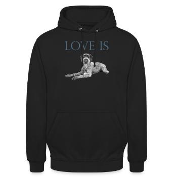 Love Is German Wirehaired Pointer Dog Saint Valentin - Sweat-shirt à capuche unisexe - noir - Devant - Alina (178cm) & Michal (187cm)