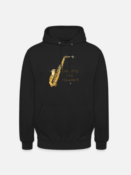 Saxophone illustration with inscription - Unisex Hoodie - black