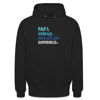 Papa Vorbild Beschützer Superheld - Unisex Hoodie - Schwarz - Vorne - Alina (178cm) & Michal (187cm)