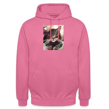 Chat, des phrases drôles - Sweat-shirt à capuche unisexe - rose - Devant - Alina (178cm) & Michal (187cm)