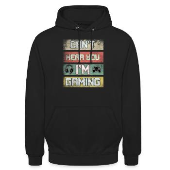 Can't Hear You I'm Gaming, jeux vidéo de jeux vidéo - Sweat-shirt à capuche unisexe - noir - Devant - Alina (178cm) & Michal (187cm)
