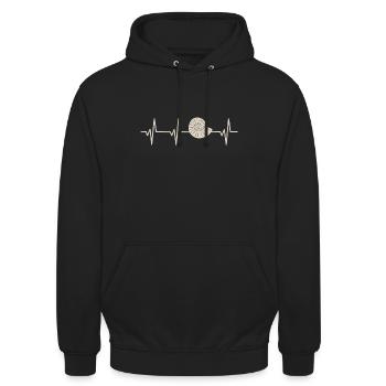 Fossiler Herzschlag für fossile Liebhaber - Unisex Hoodie - Schwarz - Vorne - Alina (178cm) & Michal (187cm)