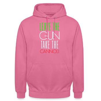 Funny Italian Leave The Gun Take The Cannoli - Sweat-shirt à capuche unisexe - rose - Devant - Alina (178cm) & Michal (187cm)