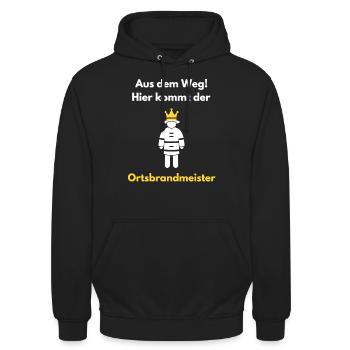 Lustig Ortsbrandmeister Freiwillige Feuerwehr - Unisex Hoodie - Schwarz - Vorne - Alina (178cm) & Michal (187cm)