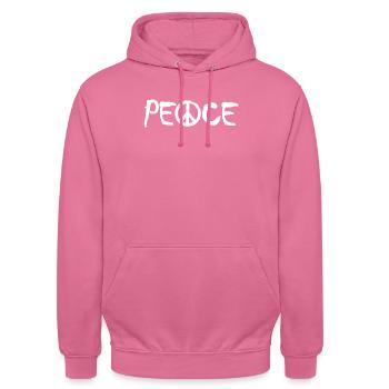 PAIX avec le A comme symbole de paix Signe de paix - Sweat-shirt à capuche unisexe - rose - Devant - Alina (178cm) & Michal (187cm)