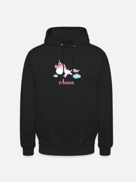 ANNA Unicorno Rosa Novità - Felpa con cappuccio unisex - nero