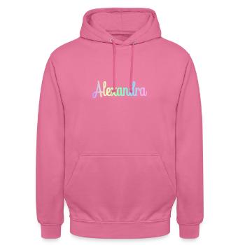 ALEXANDRA Rainbow Minimalist Cursive - Unisex Hoodie - Pink - Vorne - Alina (178cm) & Michal (187cm)
