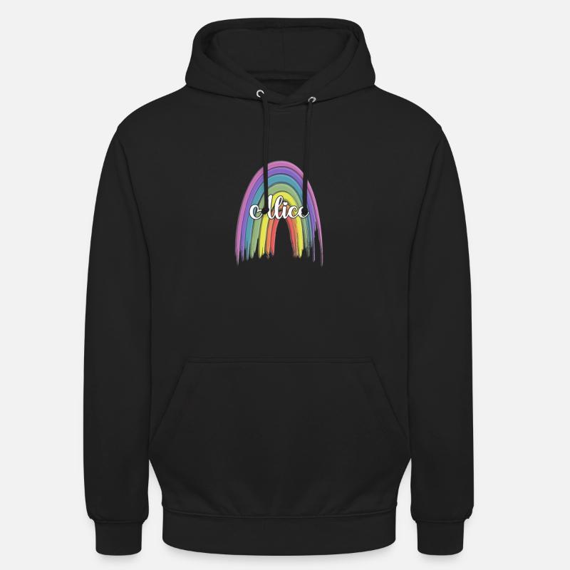 ALICE Arc-en-ciel Cursive - Sweat-shirt à capuche unisexe - noir