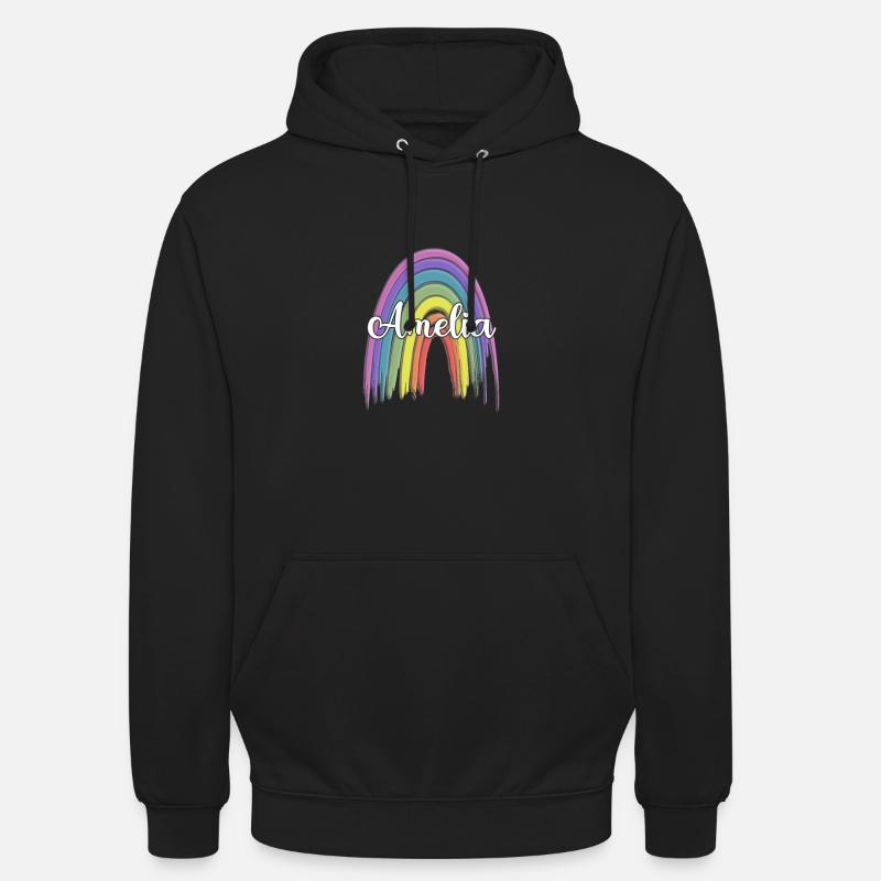 AMELIA Arc-en-ciel Cursive - Sweat-shirt à capuche unisexe - noir