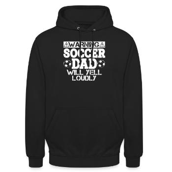 Warnung Fußball-Papa wird laut schreien - Unisex Hoodie - Schwarz - Vorne - Alina (178cm) & Michal (187cm)