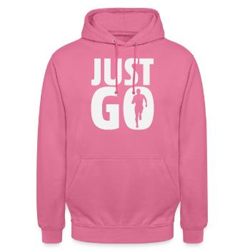 Il suffit d’y aller - Sweat-shirt à capuche unisexe - rose - Devant - Alina (178cm) & Michal (187cm)