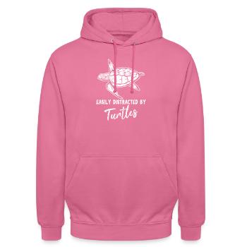 Easily Distracted By Turtles Funny Sea Turtle Love - Unisex Hoodie - pink - Front - Alina (178cm) & Michal (187cm)