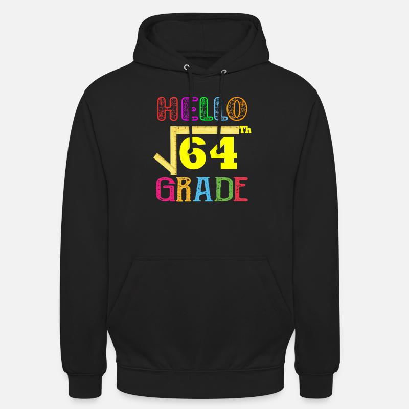 Hello 8th Grade Funny Square Root of 64 Math - Unisex Hoodie - black