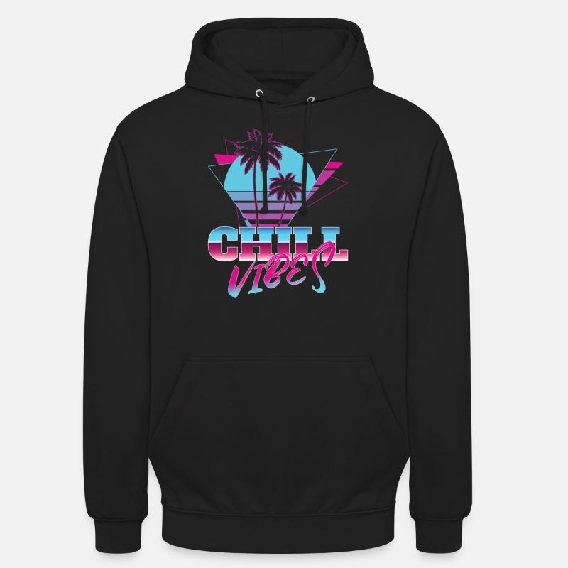 Chill vibes triangle tropical sunset 80s neon nost - Sweat-shirt à capuche unisexe - noir