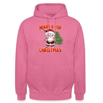 Teens K-Pop Design Christmas - Unisex Hoodie - pink - Front - Alina (178cm) & Michal (187cm)